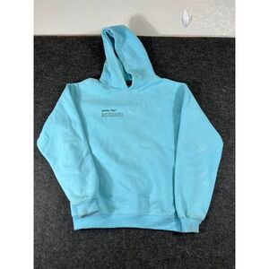 White Fox Boutique Mens Light Blue Graphic Fleece Hoodie Sweatshirt S/M
